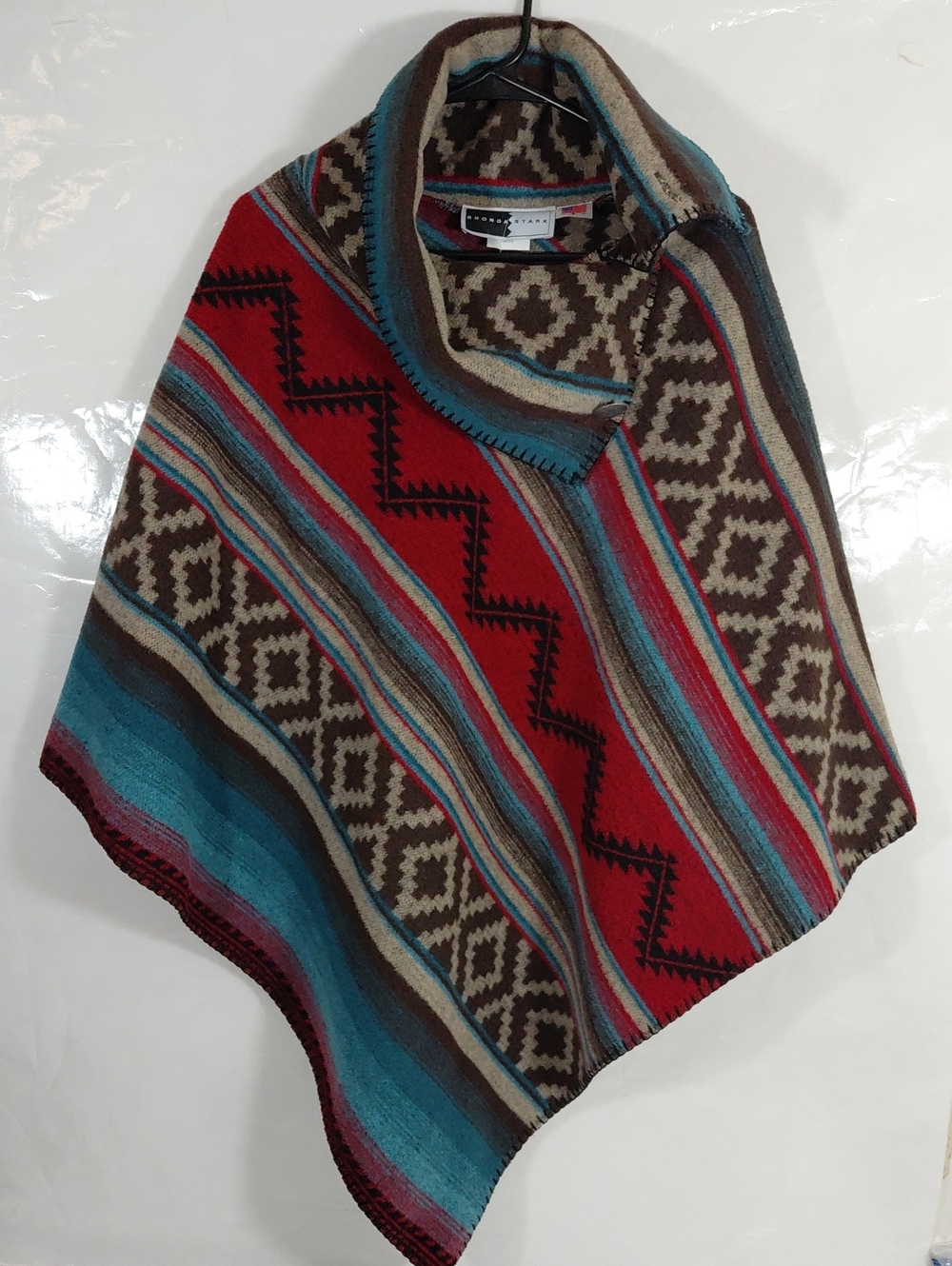 NWT Rhonda Stark Tomahawk Button Collar Poncho Southwest Western USA One Size